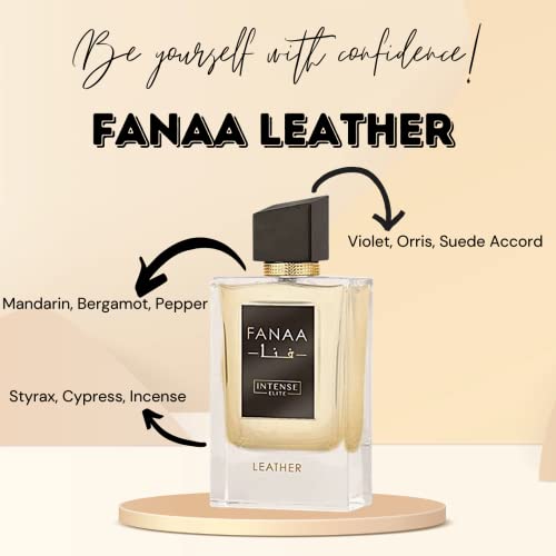 FANAA Leather For Men EDP - Eau De Parfum 100 ML (3.4 Oz) With Magnetic Gift Box Perfect For Gifting By Intense Elite
