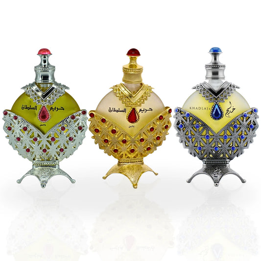 Hareem Al Sultan Gold, Silver & Blue CPO - 35ML (1.18 OZ) By KHADLAJ (BUNDLE)